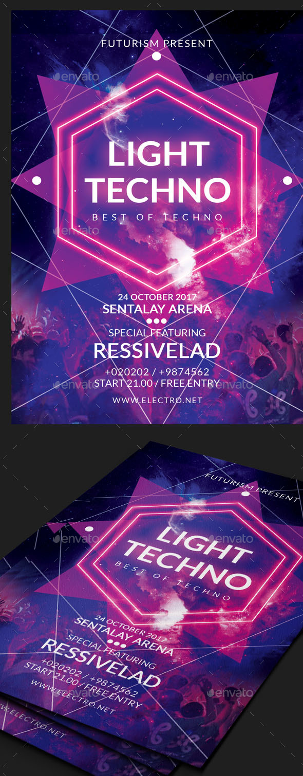 Light Electro Techno Flyer - Clubs & Parties Events