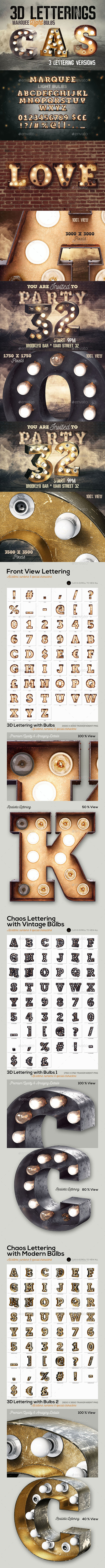 3 Light Bulbs 3D Letterings - Miscellaneous Graphics