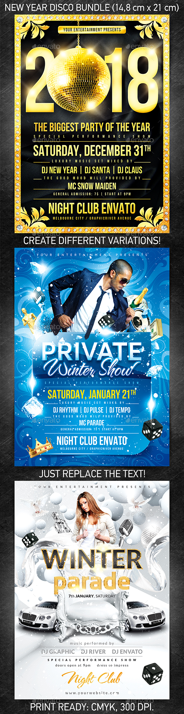 New Year Disco Flyer Bundle - Holidays Events