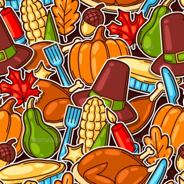Happy Thanksgiving Day Seamless Pattern