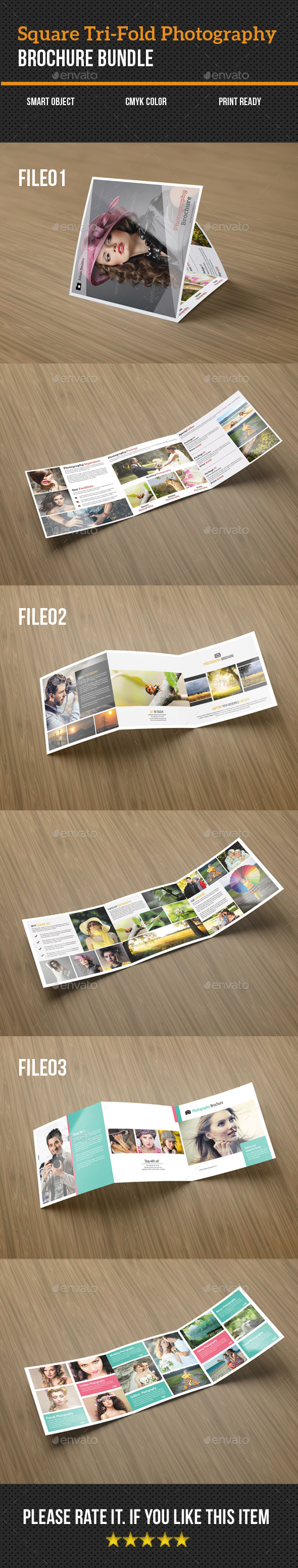 Square Tri-Fold Photography Brochure Bundle - Brochures Print Templates