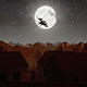 Old Cartoon Witch Over The Night City Roofs - VideoHive Item for Sale