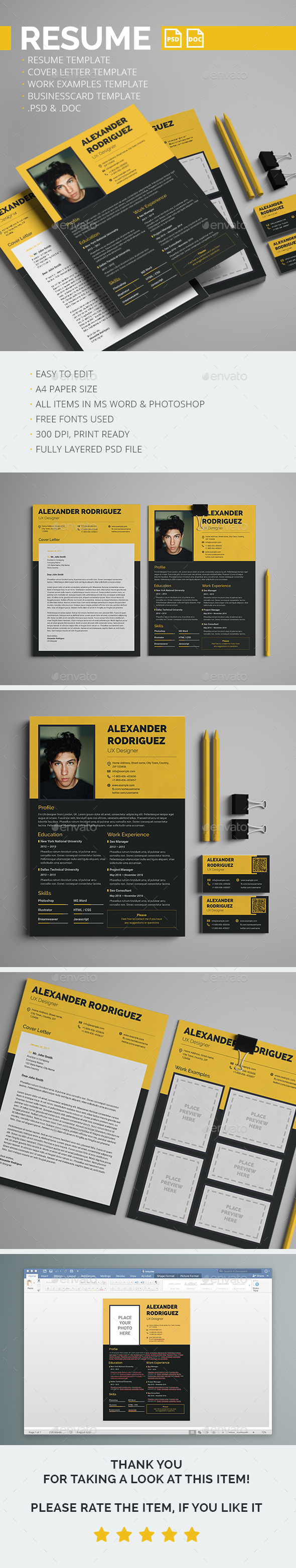 Resume, Cover letter, Work examples & Business card templates - Resumes Stationery