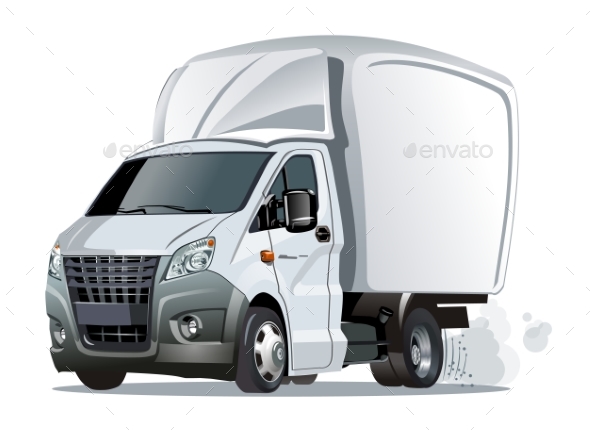 Cartoon Delivery or Cargo Truck - Man-made Objects Objects