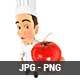 3D Head Chef Holding a Fresh Tomato