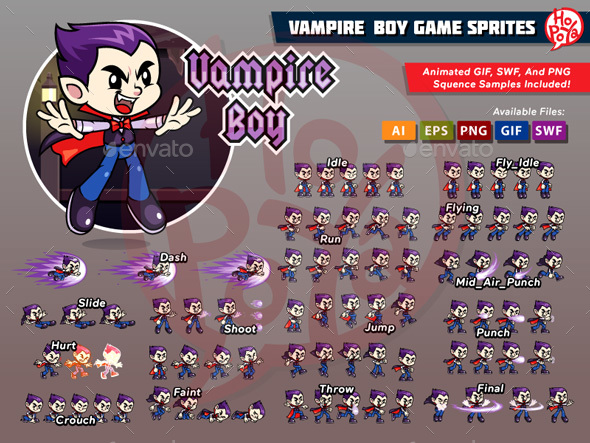 GraphicRiver Vampire Boy Game Sprites 20807285
