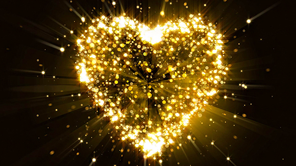 Abstract Dark Gold Glitter Particle Heart Background