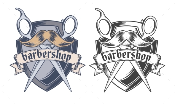 Barber Shop Equipment Illustration Engraved Style - Decorative Vectors