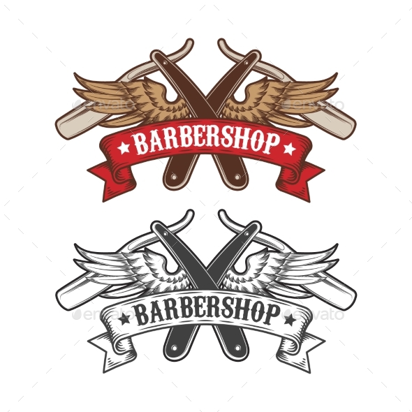 Barber Shop Equipment Illustration Engraved Style - Decorative Vectors
