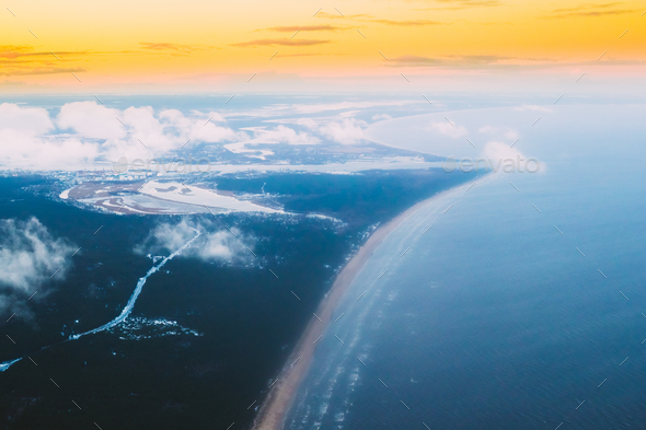 Western Dvina Flows Into Baltic Sea. River Divides Northern And - Stock Photo - Images