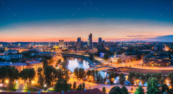 Vilnius, Lithuania. Modern Office Buildings Skyscrapers In Busin - Stock Photo - Images