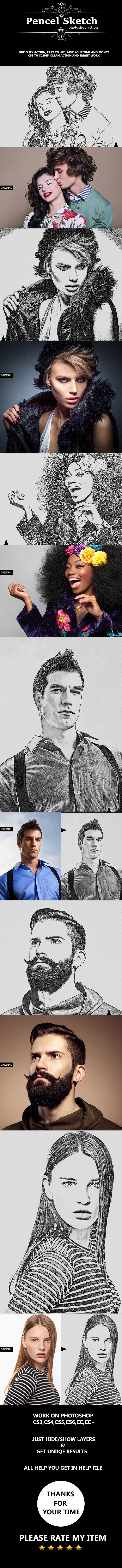 Pencil Sketch Photoshop Action - Photo Effects Actions