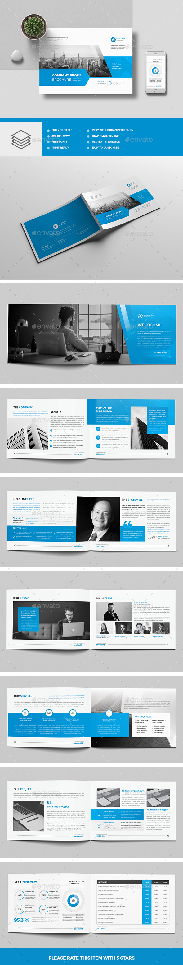 The Blue Corporate Brochure Landscape - Corporate Brochures