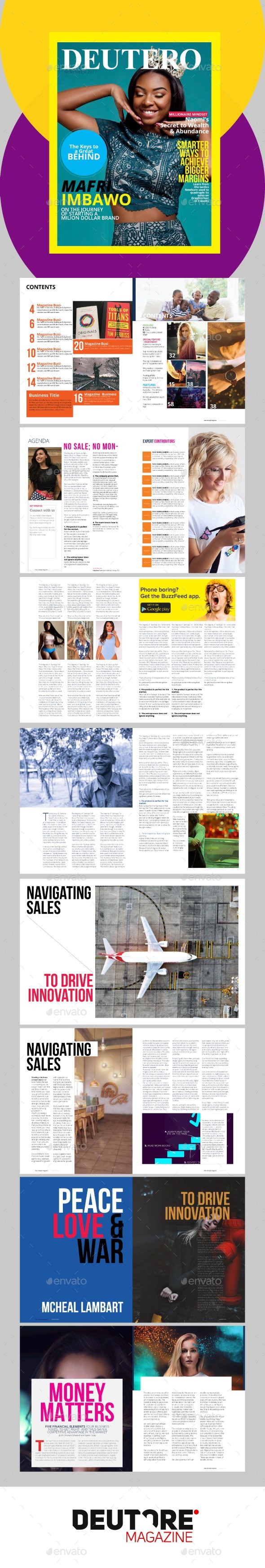 Deutero Multipurpose Indesign Magazine Template - Magazines Print Templates