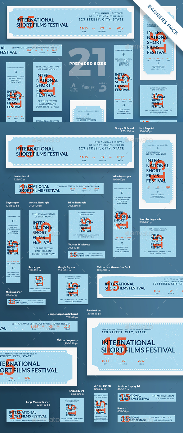 Film Festival Banner Pack - Banners & Ads Web Elements