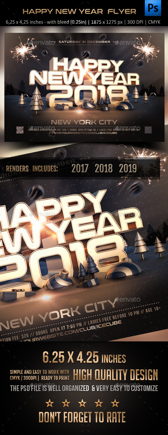 Golden New Year Flyer Template