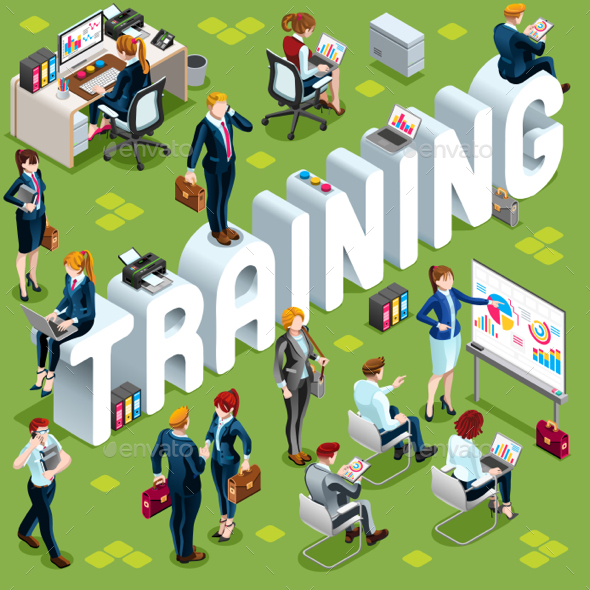 Training Isometric People Icon 3D Set Vector Illustration - People Characters