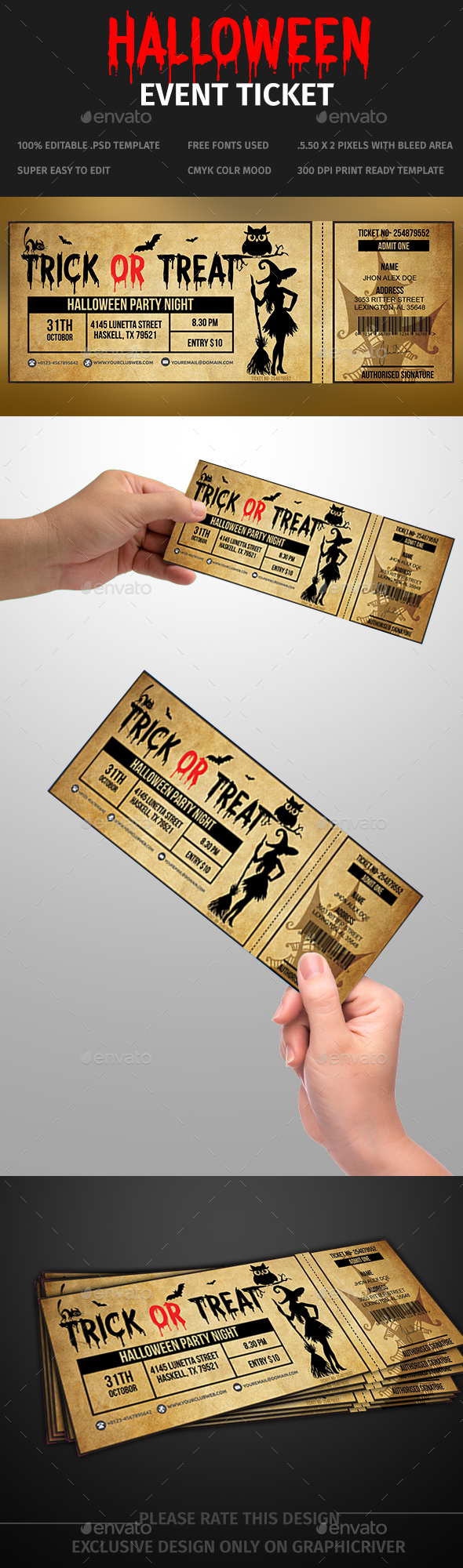 Halloween Event Ticket Template - Banners & Ads Web Elements