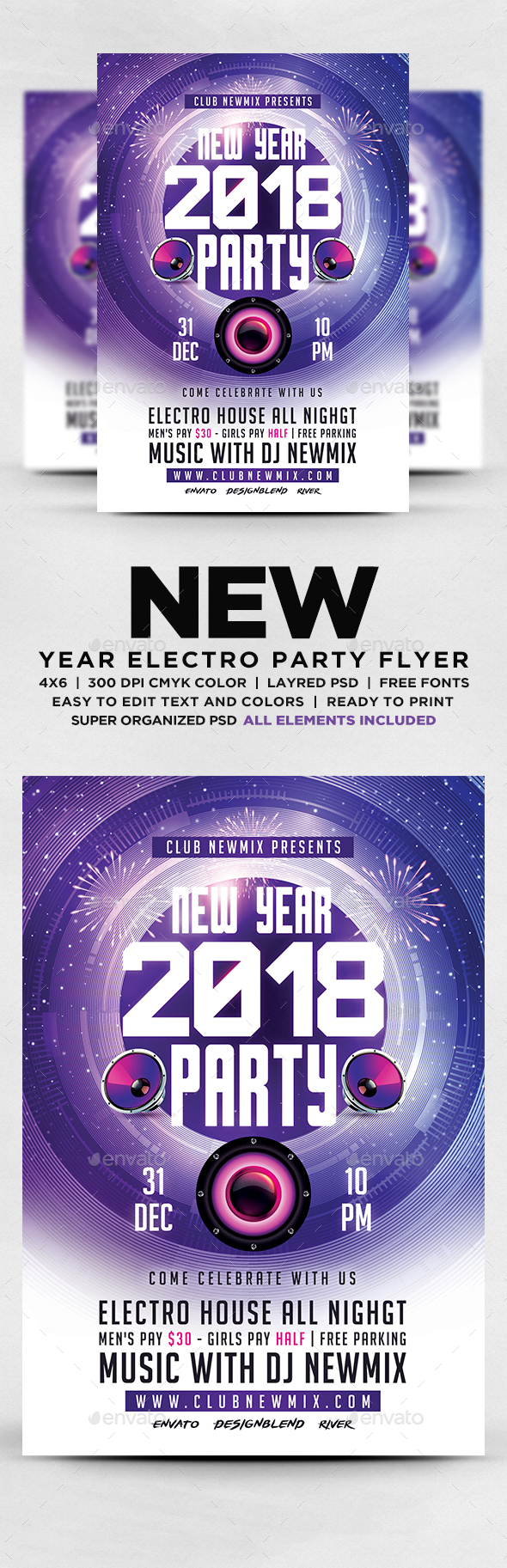 New Year 2018 Electro Party Flyer