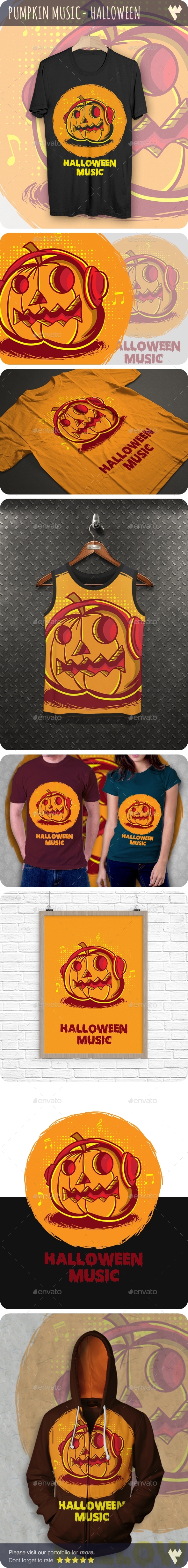 GraphicRiver Pumpkin Music Halloween T-Shirt 20813316 GraphicRiver Pumpkin Music Halloween T-Shirt 20813316