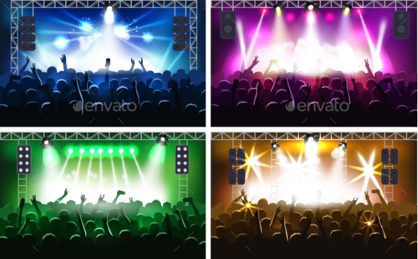 Music Festival or Concert Streaming Stage Scene - People Characters