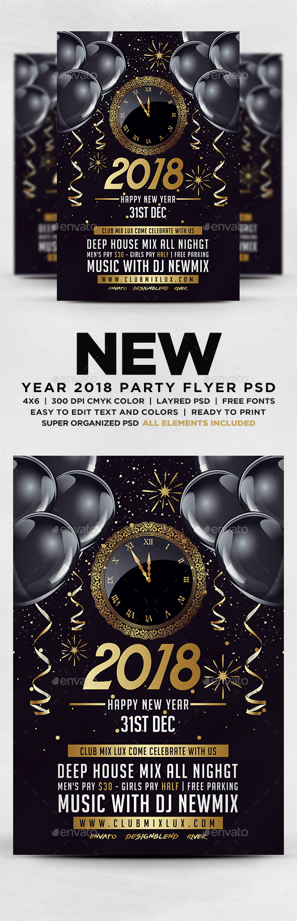 GraphicRiver New Year 2018 Party Flyer 20813539