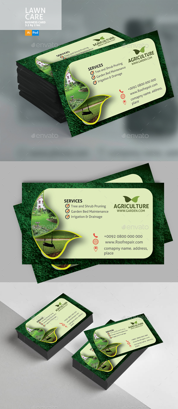 Lawn Care Business Card by Designcrew | GraphicRiver