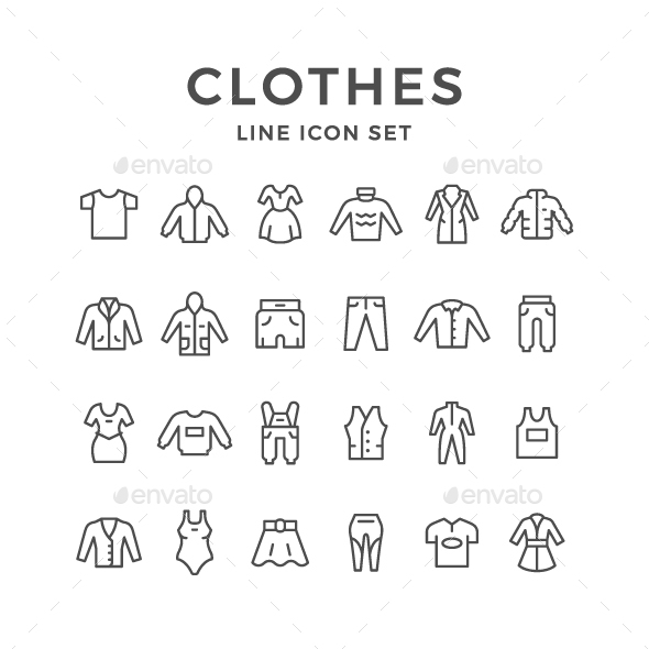 GraphicRiver Set Line Icons of Clothes 20814649 GraphicRiver Set Line Icons of Clothes 20814649