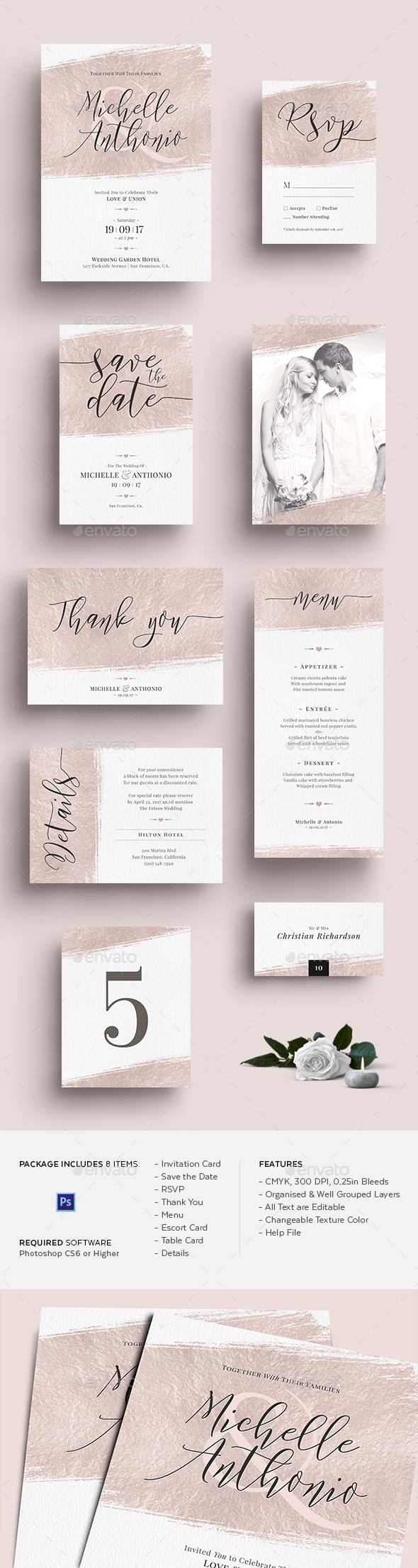 Foil Wedding Invitation Set