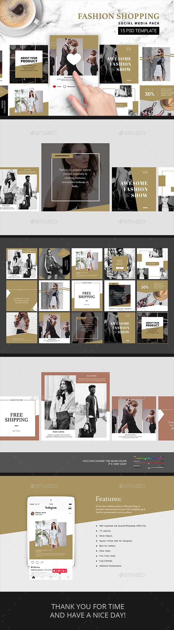 Fashion Shopping Instagram Template - Social Media Web Elements