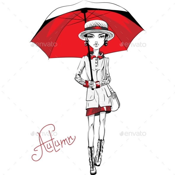 GraphicRiver Vector Fashion Girl in Autumn Clothes 20815317