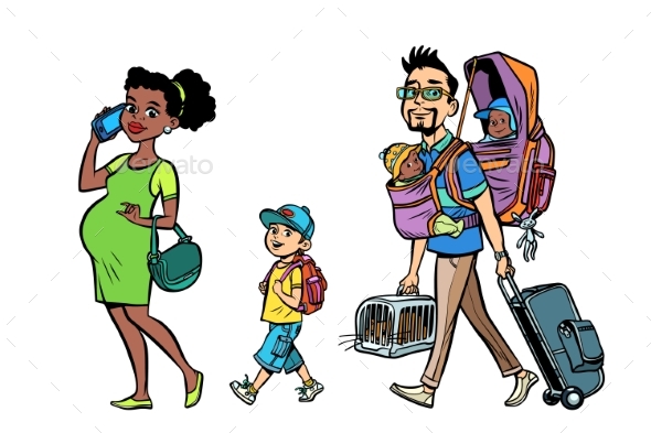 GraphicRiver Multi Ethnic Family of Travelers 20815673 GraphicRiver Multi Ethnic Family of Travelers 20815673