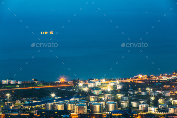 Batumi, Adjara, Georgia. Aerial View Of Cityscape At Evening. Bl - Stock Photo - Images