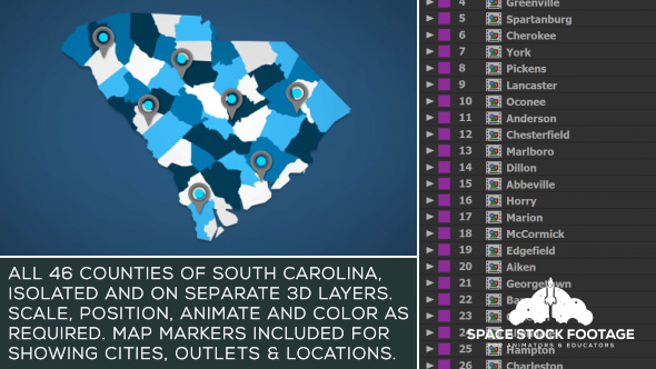 South Carolina Map - VideoHive 20816966