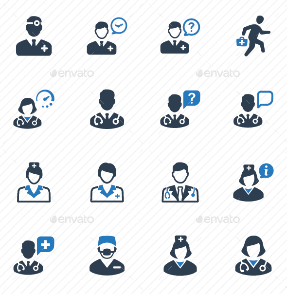 Doctor Icon Set - Blue Version - Web Icons