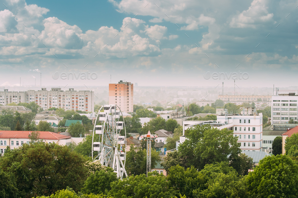 Gomel, Belarus. Cityscape And Architecture. Top Aerial View Of F - Stock Photo - Images