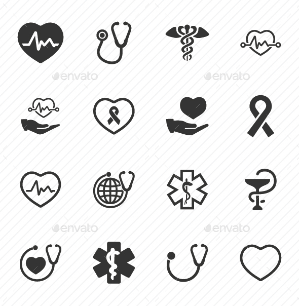 Healthcare Symbols - Gray Version - Web Icons