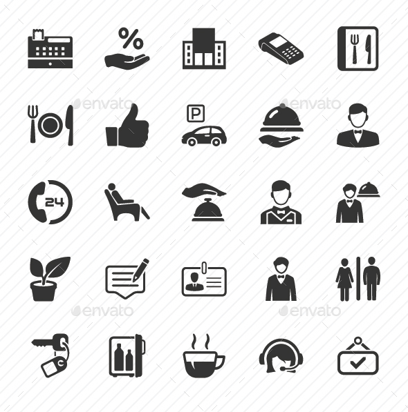 Restaurant Service Icons - Gray Version - Web Icons