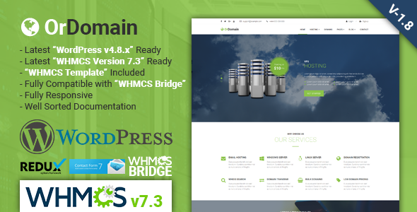 OrDomain | Responsive WHMCS Hosting WordPress Theme - Hosting Technology