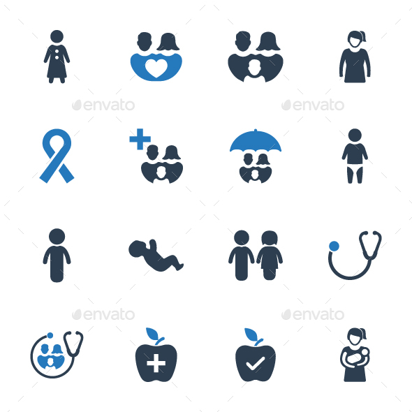 Family Healthcare Icon Set - Blue Version - Web Icons