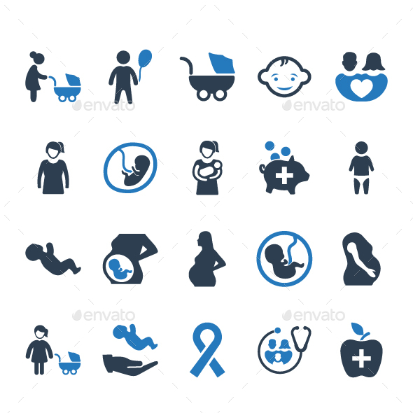 Mother Healthcare Icons - Blue Version - Web Icons