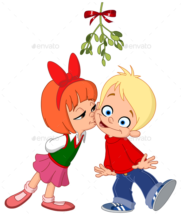 GraphicRiver Kids Kissing Under Mistletoe 20818367