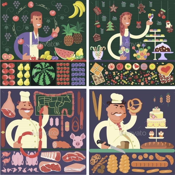Stickers Cartoon Character Sellers - Food Objects