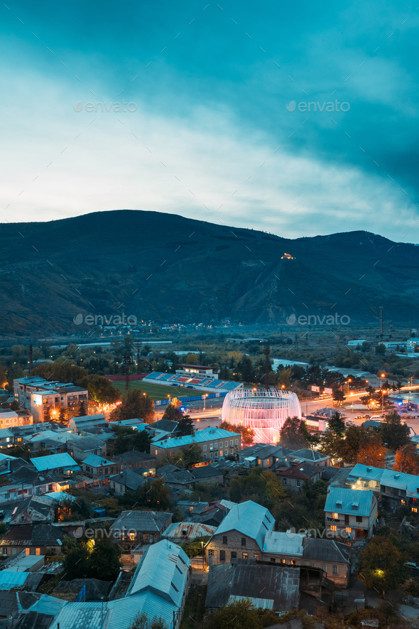 Gori, Shida Kartli Region, Georgia. Cityscape In Bright Yellow E - Stock Photo - Images
