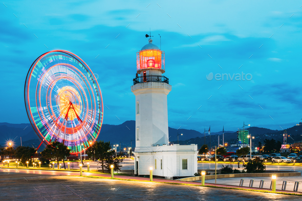 Batumi, Adjara, Georgia. Ferris Wheel In Motion And Pitsunda Lig - Stock Photo - Images