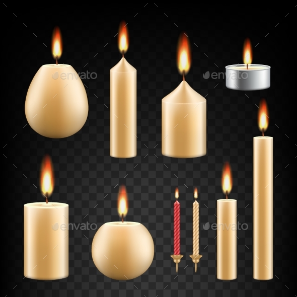 GraphicRiver Vector Realistic Burning Candle Icon Set 20819180 GraphicRiver Vector Realistic Burning Candle Icon Set 20819180