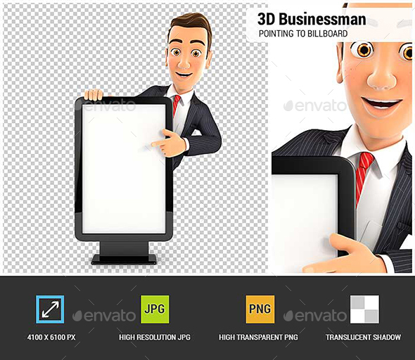 GraphicRiver 3D Businessman Pointing to Blank Billboard 20819196 GraphicRiver 3D Businessman Pointing to Blank Billboard 20819196