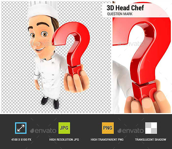 GraphicRiver 3D Head Chef Holding a Question Mark Icon 20819223 GraphicRiver 3D Head Chef Holding a Question Mark Icon 20819223
