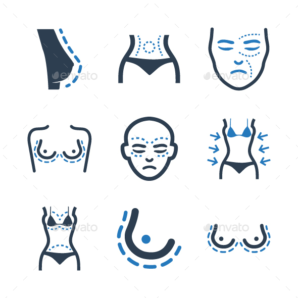 Plastic Surgery Icons - Blue Version - Web Icons