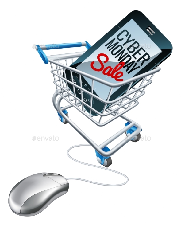 Cyber Monday Sale Phone Trolley Mouse Sign - Web Technology